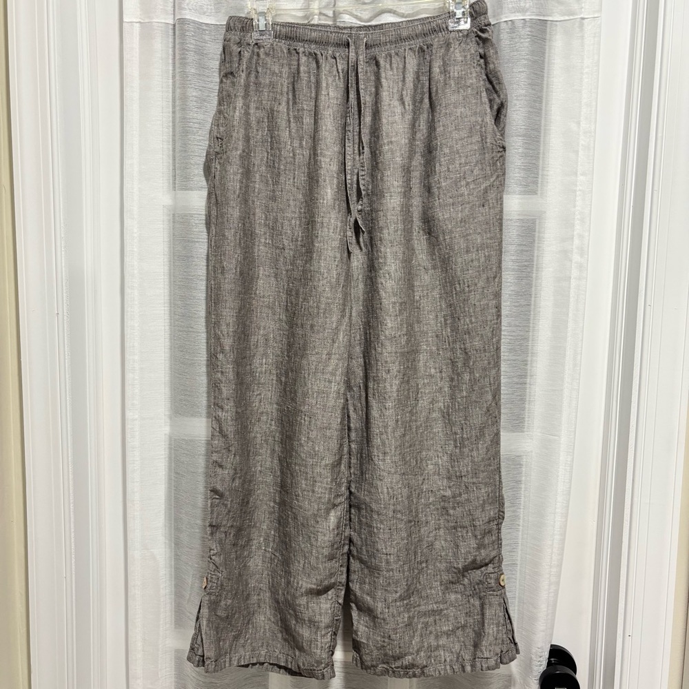 Two Star Dog Gray 100% Linen Wide Leg Pants Ankle Length Women’s Medium